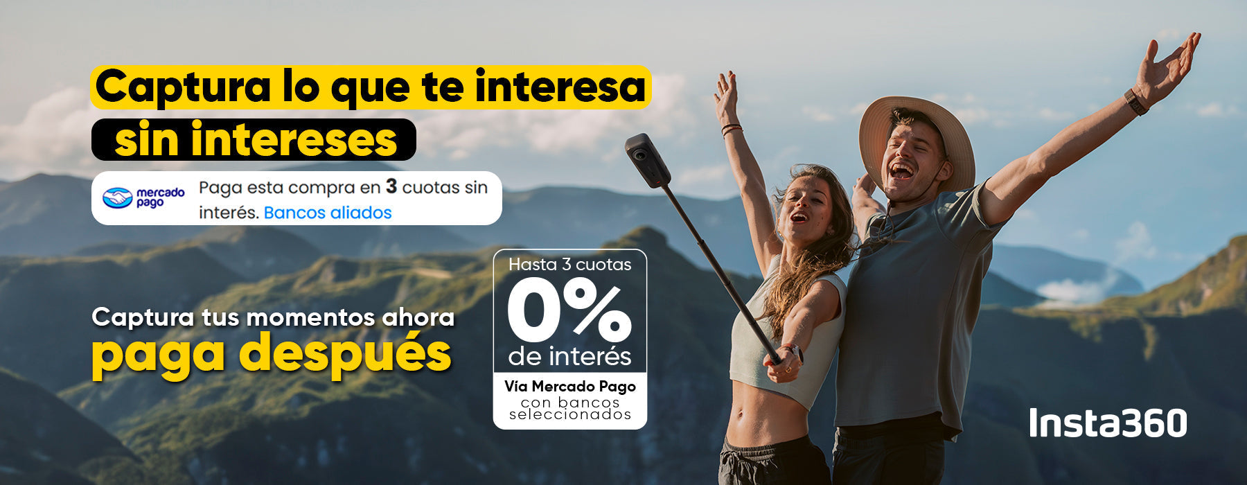 Compra cámaras Insta360 en Colombia en 3 cuotas con 0% de interés vía Mercado Pago