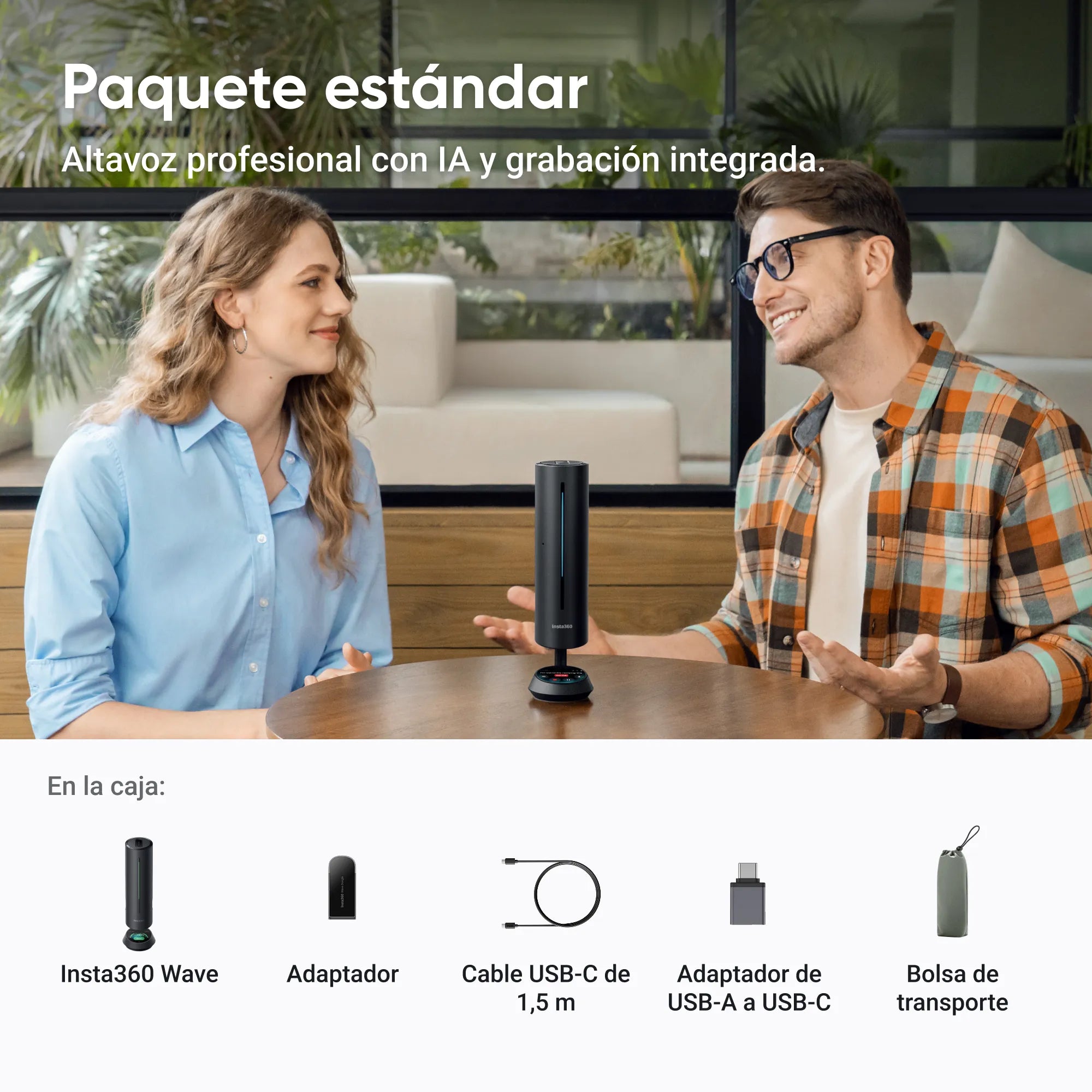 Insta360 Wave Blanco- Altavoz profesional con IA - Insta360 Colombia