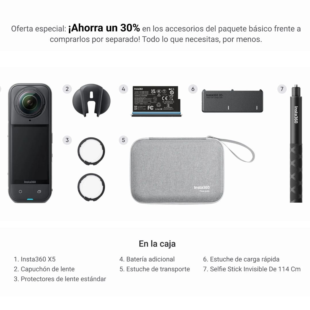 Cámara Insta360 X5 Combo Essentials Bundle